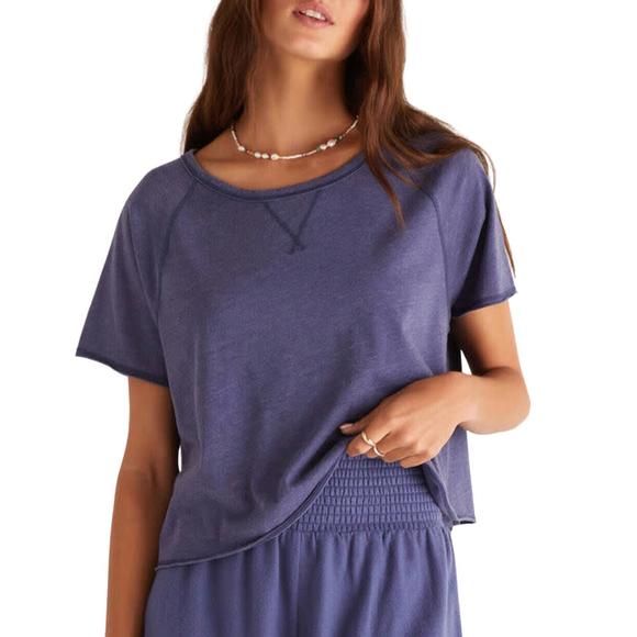 NEW Z SUPPLY early bird vintage tee in dusty navy - Picture 1 of 3